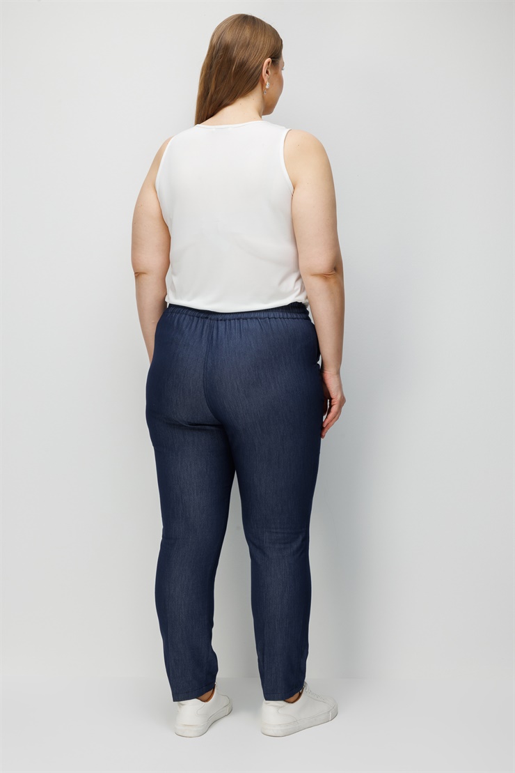 Modailgi  Bel Arkası Lastikli Boru Paça Pantolon - 50115 Lacivert