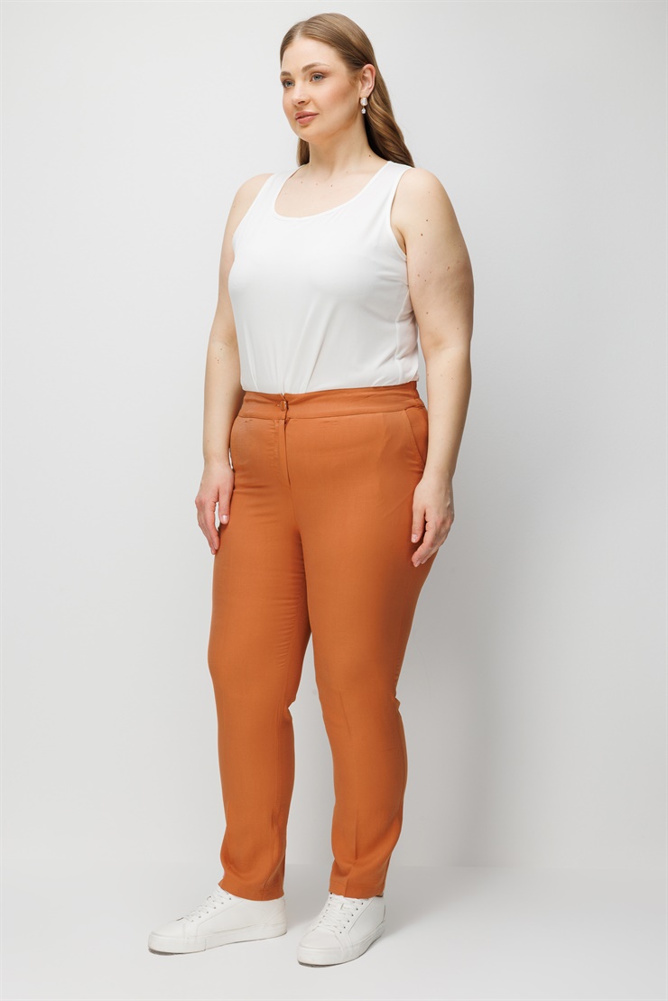 Modailgi  Bel Arkası Lastikli Boru Paça Pantolon - 40369,40370,40371 Tarçın