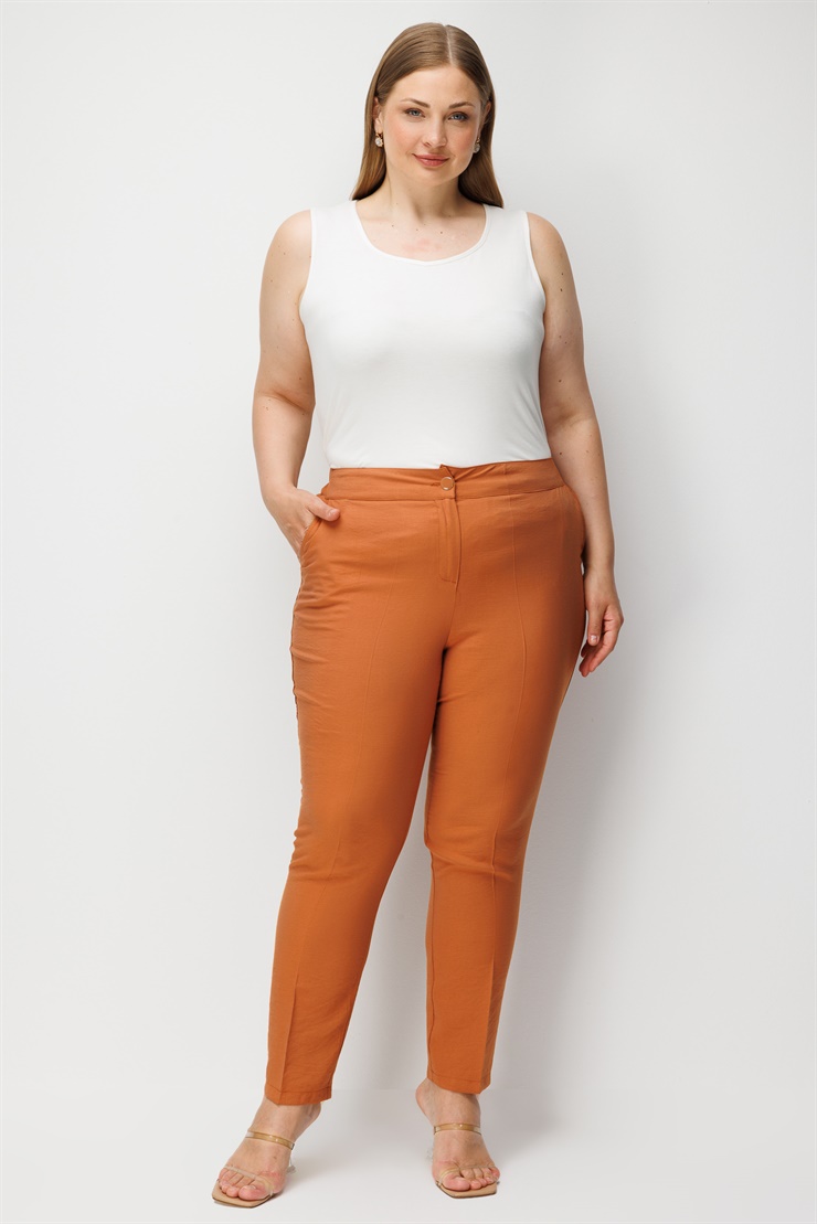 Modailgi  Bel Arkası Lastikli Pantolon - 40358,40360,40365 Tarçın