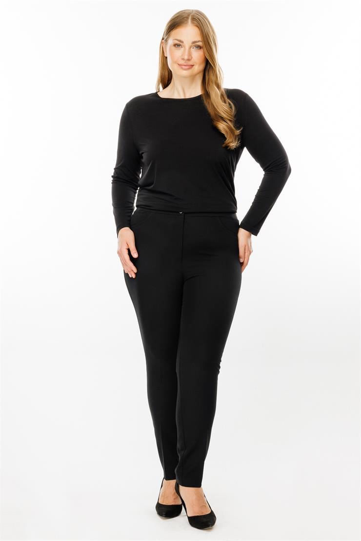 Modailgi  Bel Kenarı Lastikli Yan Cep Pantolon Siyah