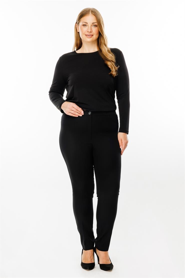 Modailgi  Bel Kenarı Lastikli Yan Cep Pantolon Siyah