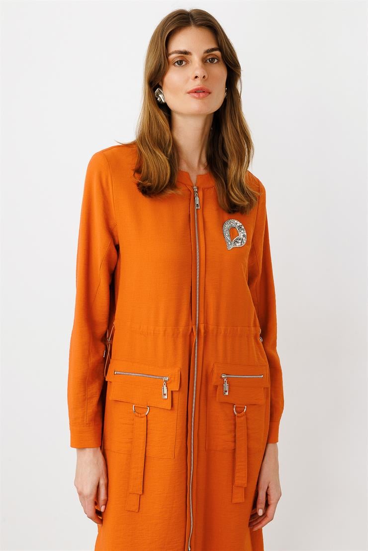 Modailgi  Belden Tünelli Sıfır Yaka Ara Boy Tunik Tarçın