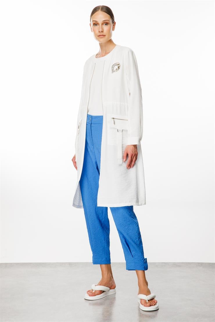 Modailgi  Belden Tünelli Sıfır Yaka Ara Boy Tunik Ekru