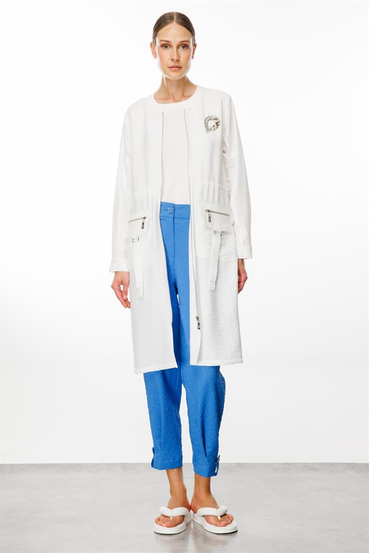 Modailgi  Belden Tünelli Sıfır Yaka Ara Boy Tunik Ekru