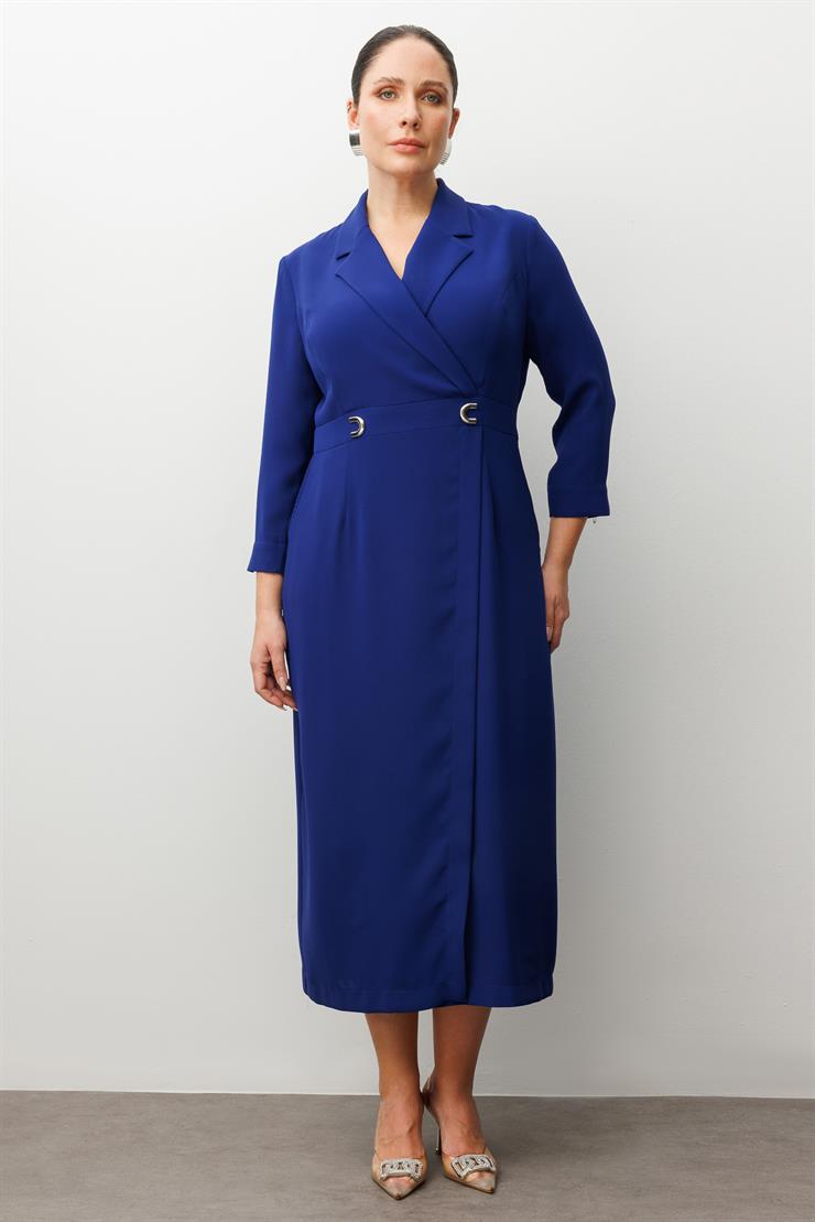 Modailgi  Beli Aksesuarlı Cepli Kruvaze Elbise Morcivert