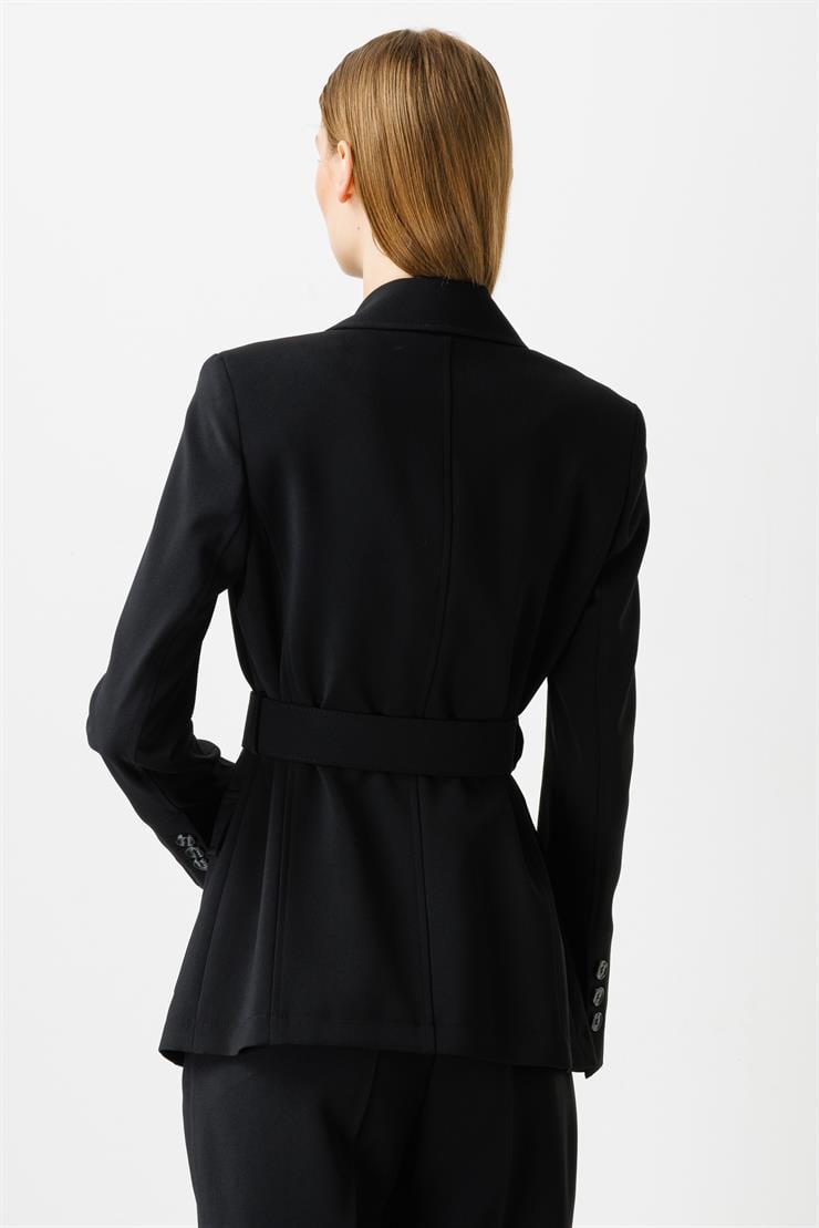 Modailgi  Beli Kemerli Ceket Siyah