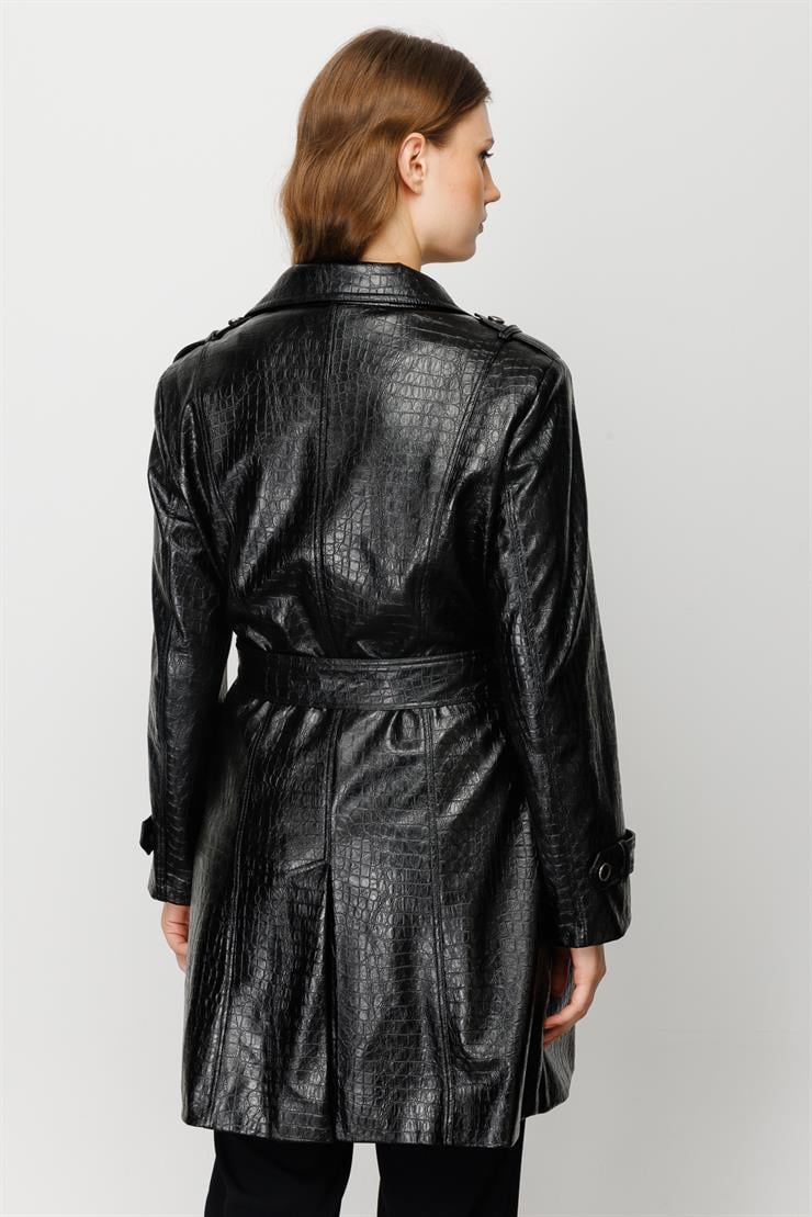 Modailgi  Beli Kuşaklı Trençkot Siyah