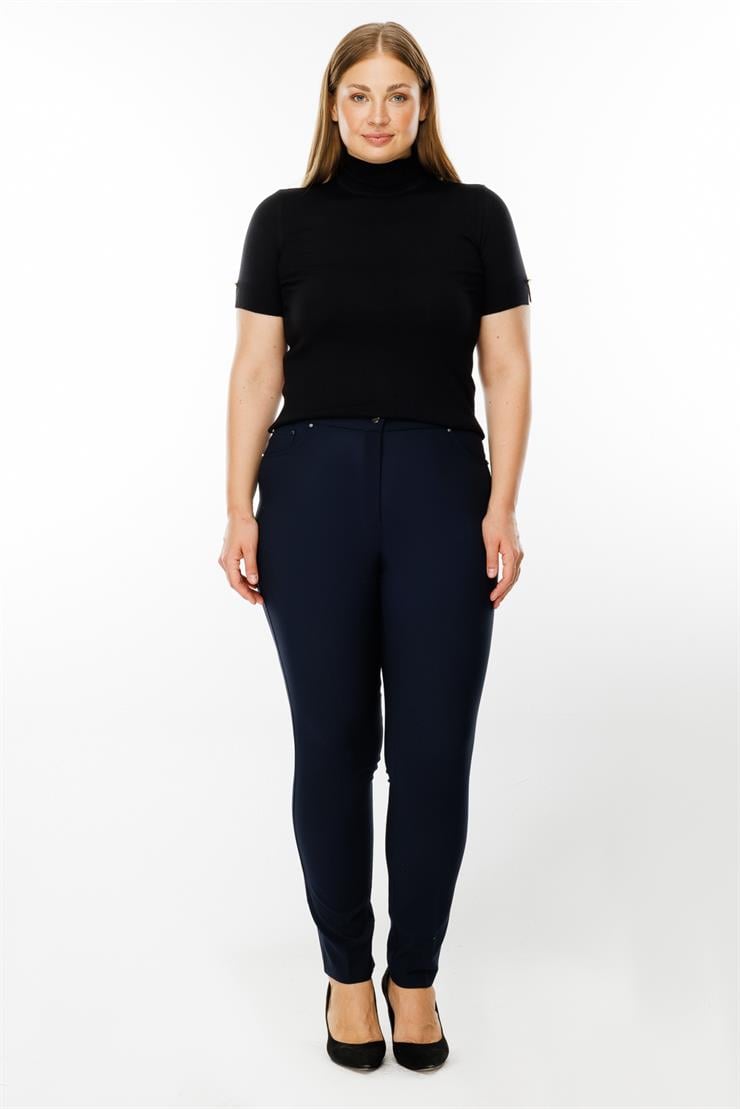 Modailgi  Beli Lastikli Beş Cep Dar Paça Pantolon Lacivert