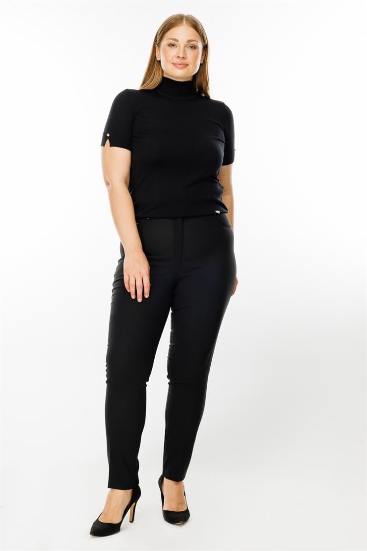 Modailgi  Beli Lastikli Beş Cep Dar Paça Pantolon Siyah