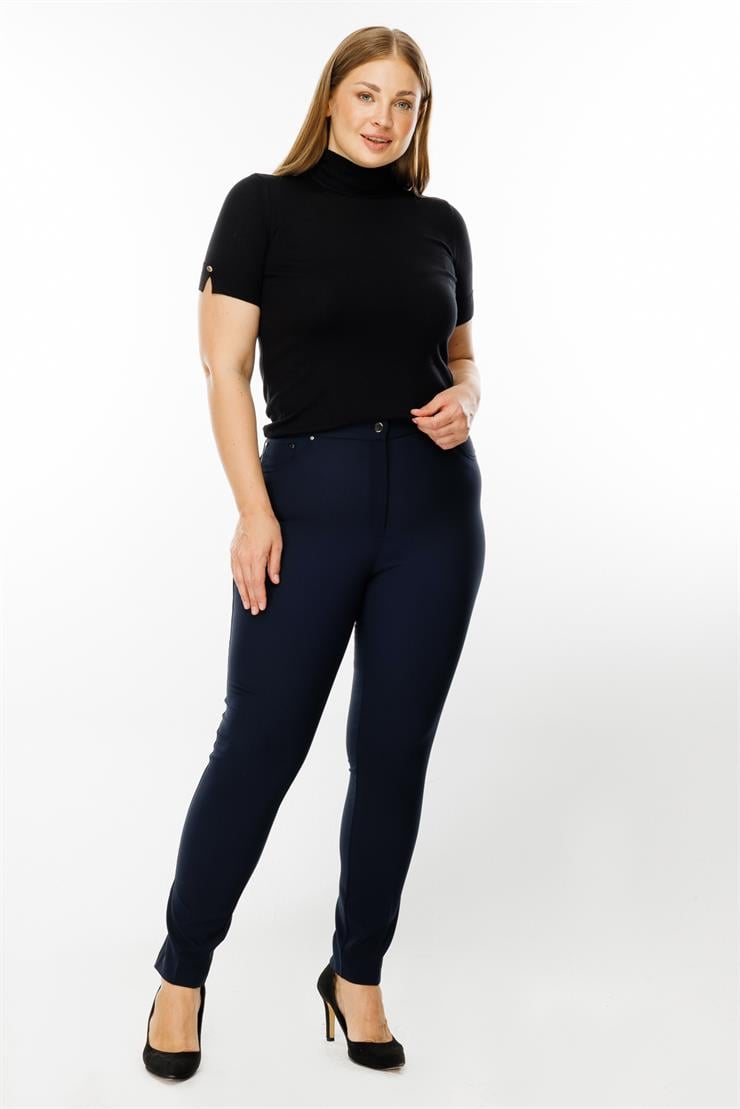 Modailgi  Beli Lastikli Beş Cep Dar Paça Pantolon Lacivert