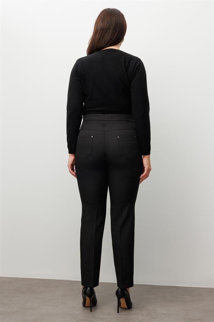 Modailgi  Beli Lastikli Beş Cep Dar Paça Pantolon Siyah