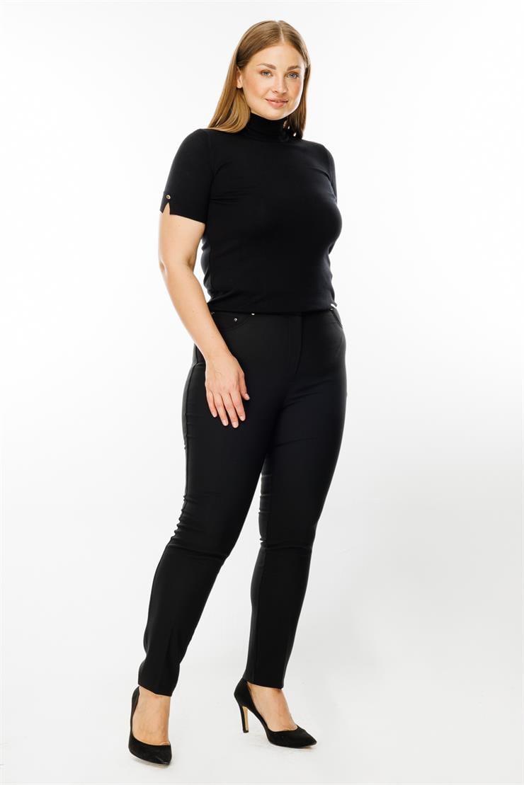 Modailgi  Beli Lastikli Beş Cep Dar Paça Pantolon Siyah