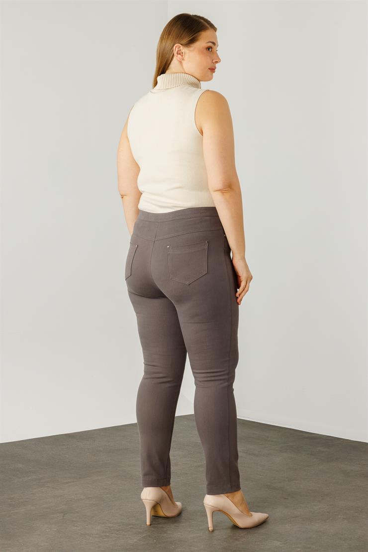 Modailgi  Beli Lastikli Beş Cep Kanvas Pantolon Gri