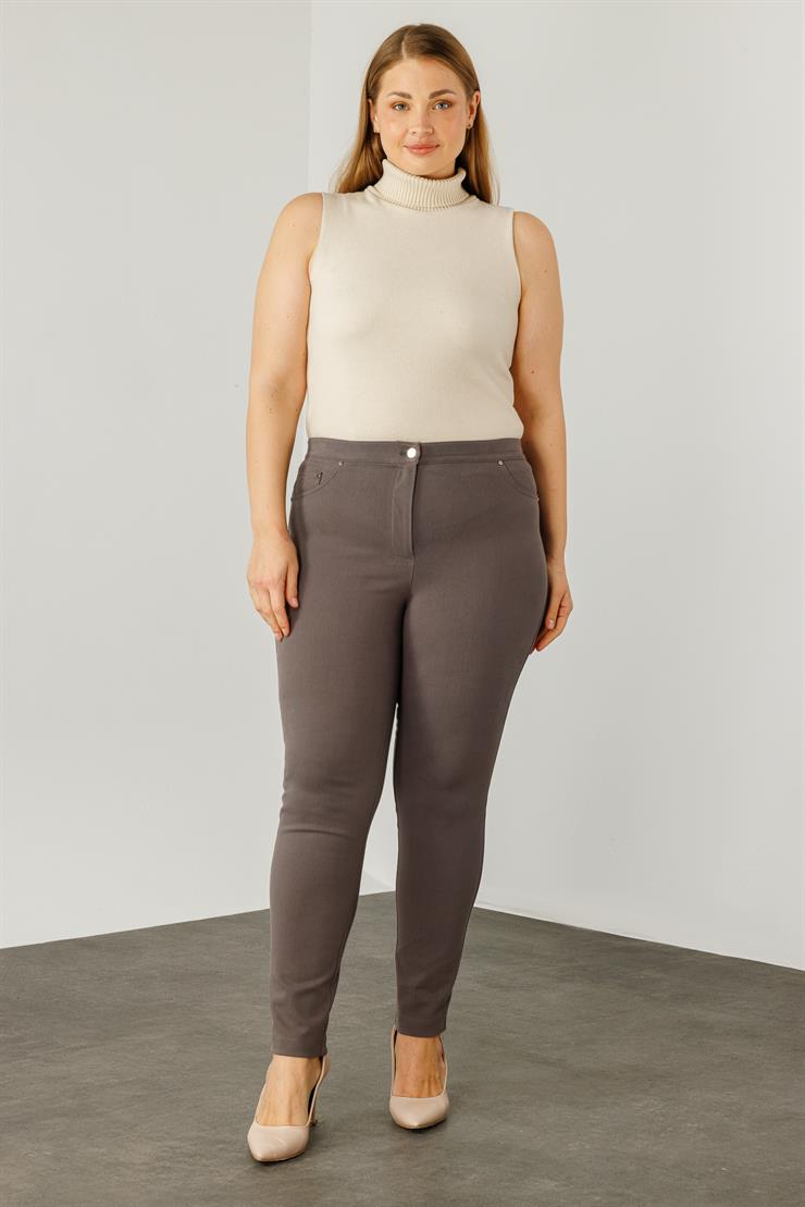 Modailgi  Beli Lastikli Beş Cep Kanvas Pantolon Gri