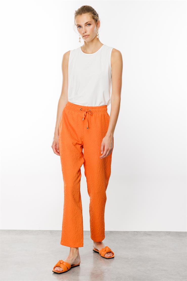 Modailgi  Beli Lastikli Gofreli Pantolon - 1846 Orange