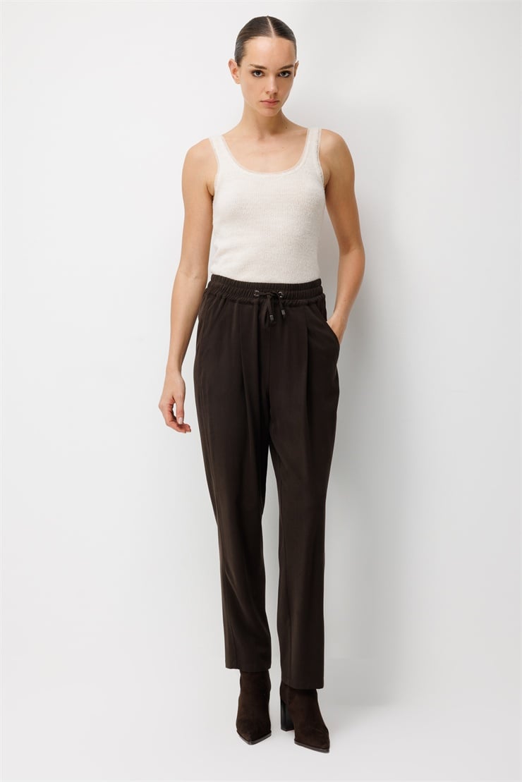 Modailgi  Beli Lastikli Pantolon - 75240 Kahve