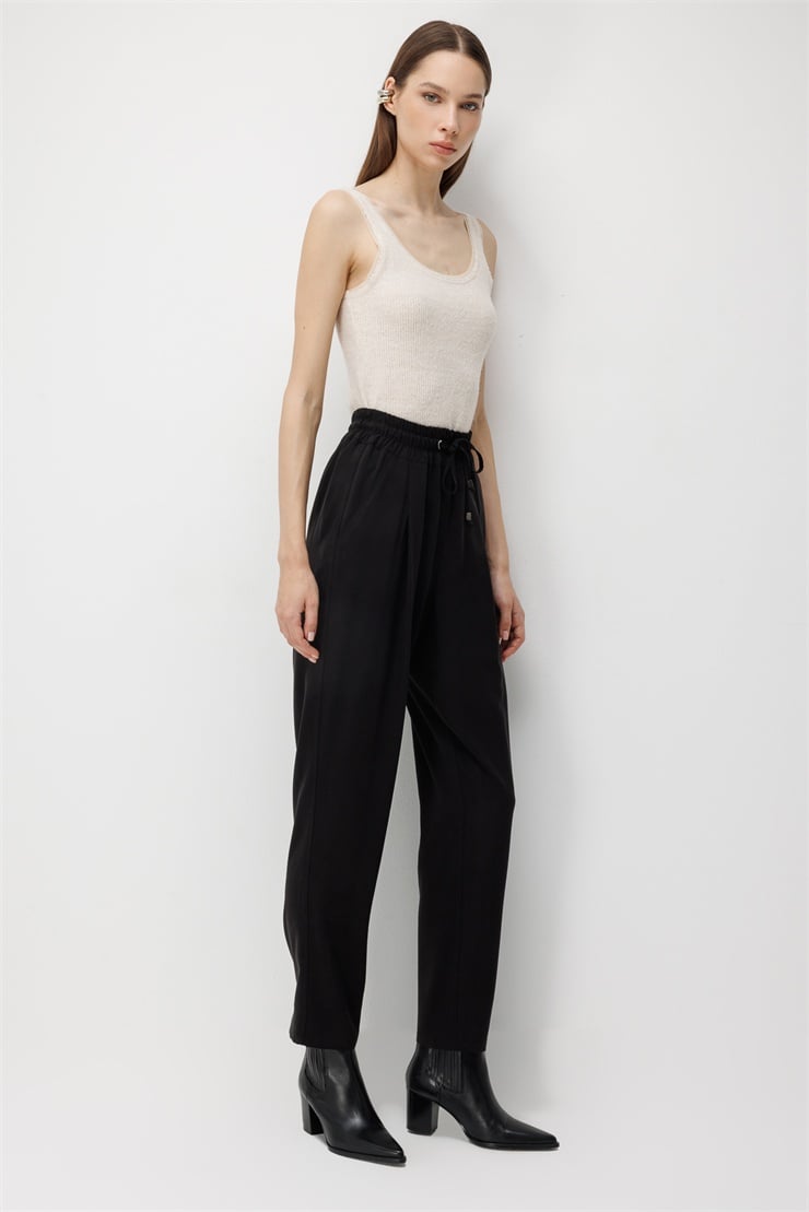 Modailgi  Beli Lastikli Pantolon - 75240 Siyah
