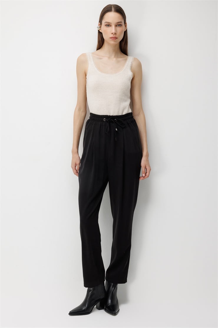 Modailgi  Beli Lastikli Pantolon - 75240 Siyah