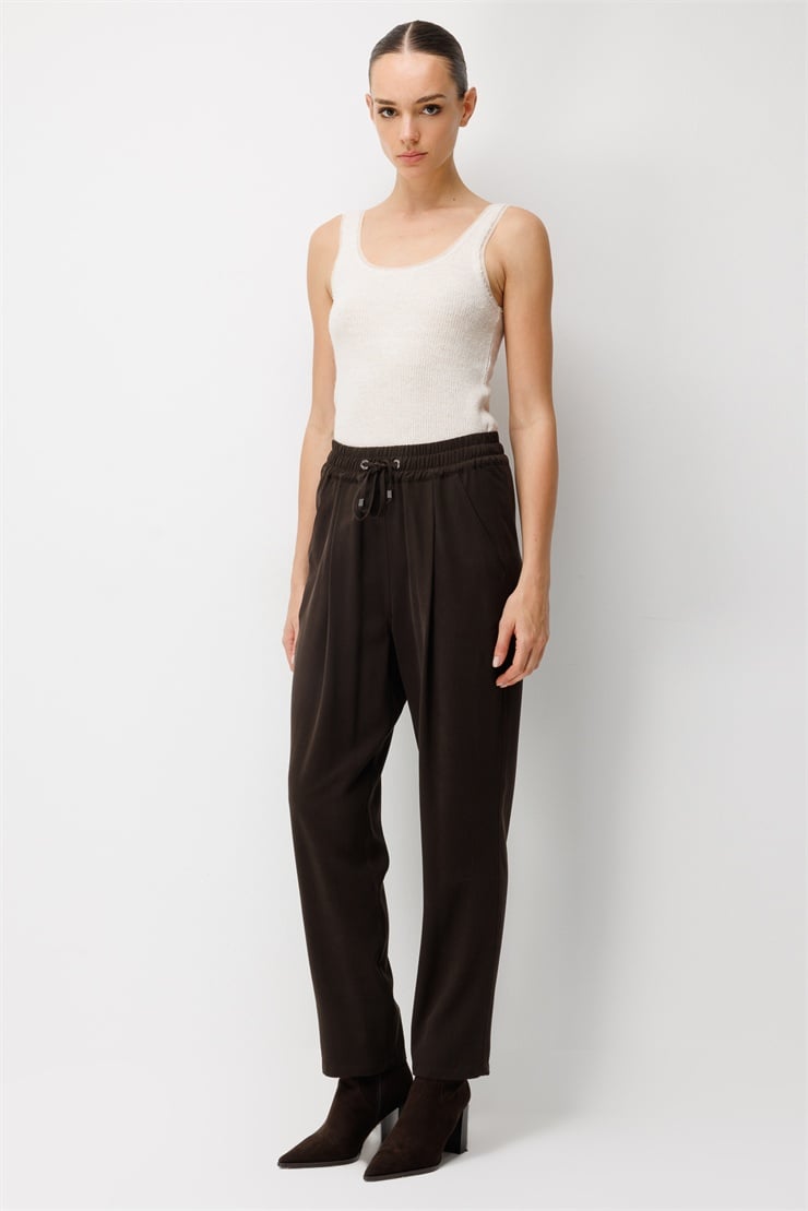 Modailgi  Beli Lastikli Pantolon - 75240 Kahve