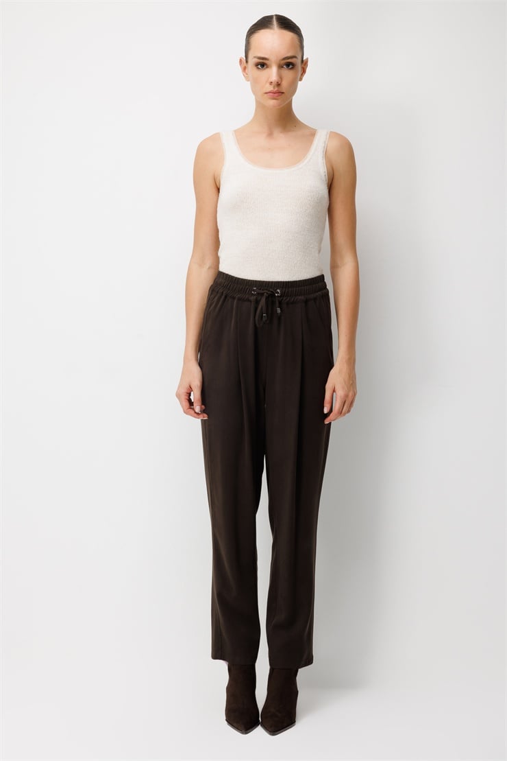 Modailgi  Beli Lastikli Pantolon - 75240 Kahve