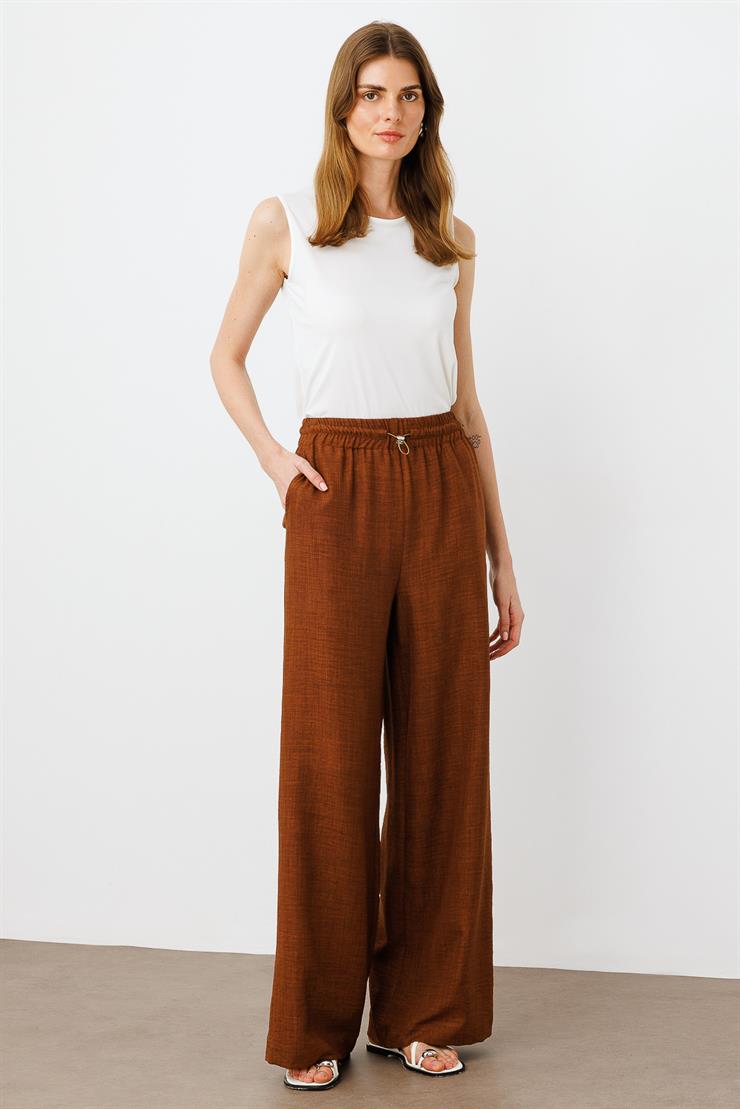 Modailgi  Beli Lastikli Rahat Kesim Pantolon - 1851 Kahve
