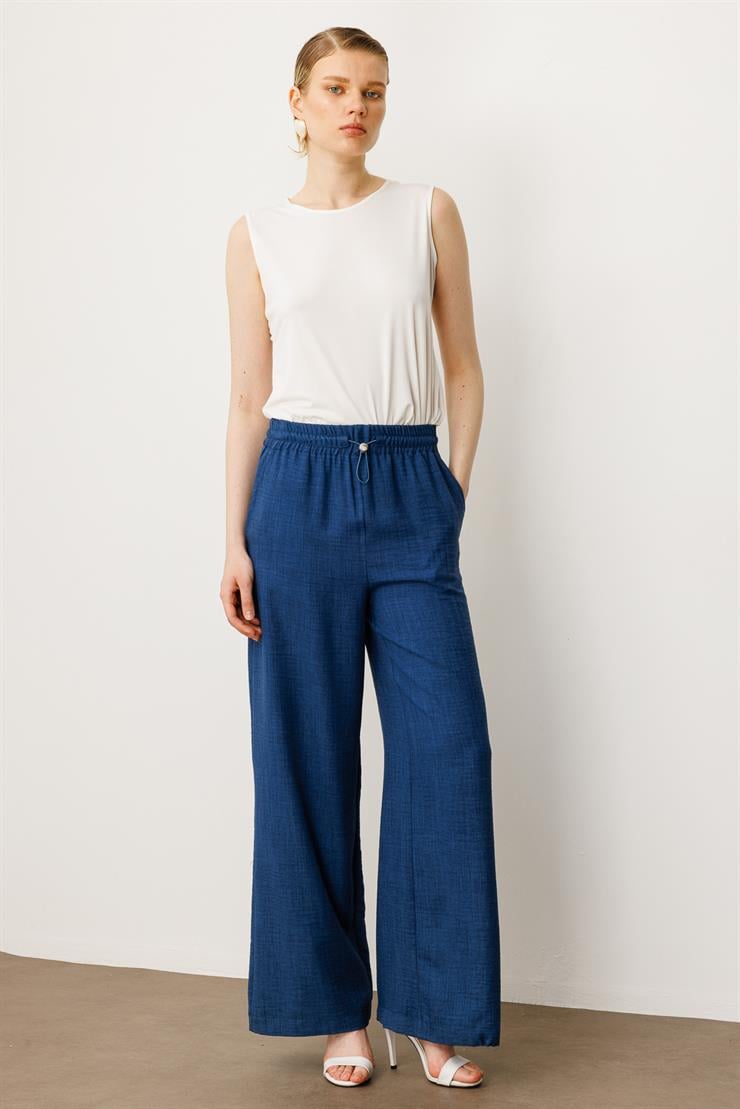 Modailgi  Beli Lastikli Rahat Kesim Pantolon - 1851 İndigo