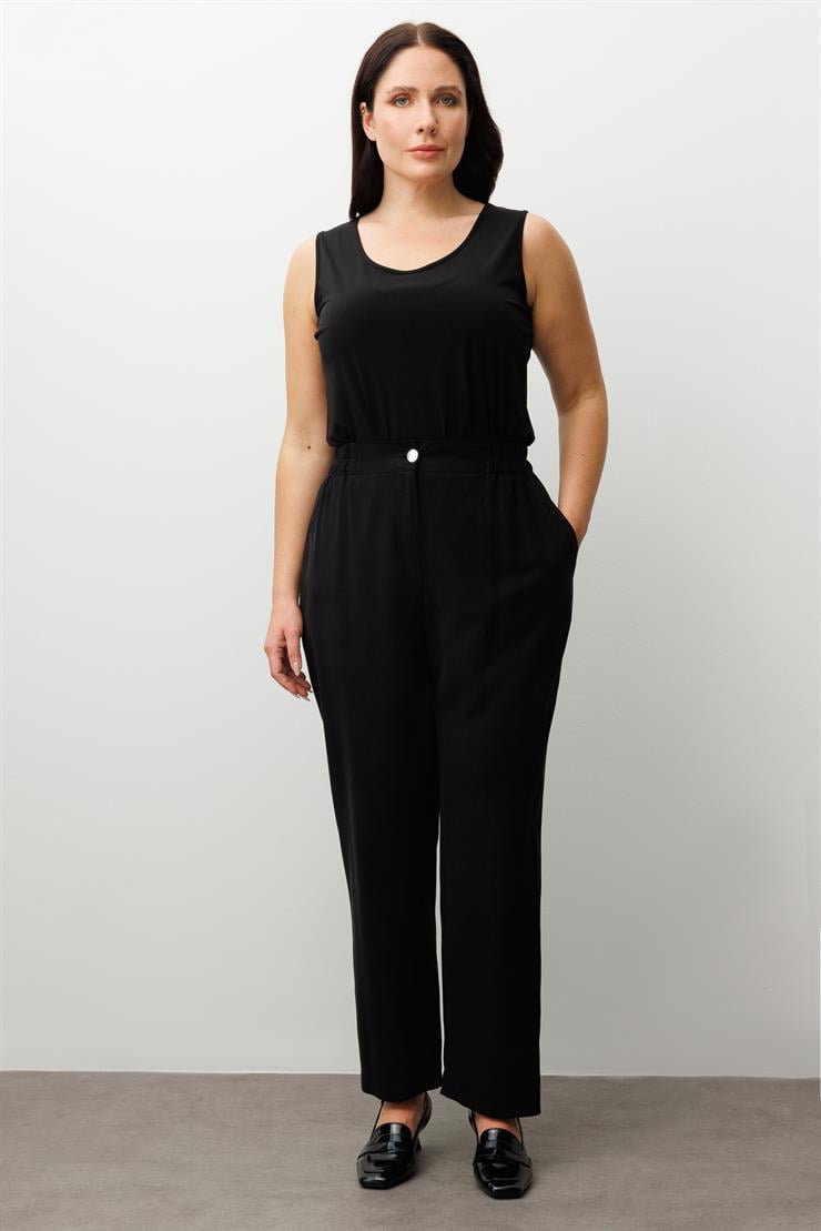 Modailgi  Beli Lastikli Rahat Kesim Pantolon - 40300,40301,40302 Siyah