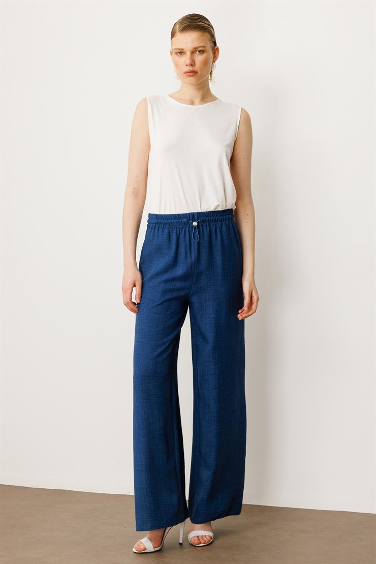 Modailgi  Beli Lastikli Rahat Kesim Pantolon - 1851 İndigo