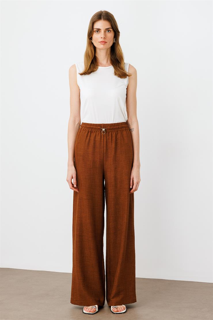 Modailgi  Beli Lastikli Rahat Kesim Pantolon - 1851 Kahve