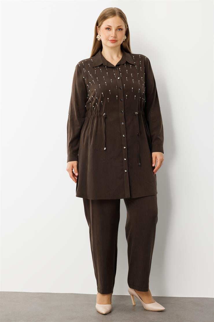 Modailgi  Beli Lastikli Rahat Kesim Pantolon - 40300,40301,40302 Kahve