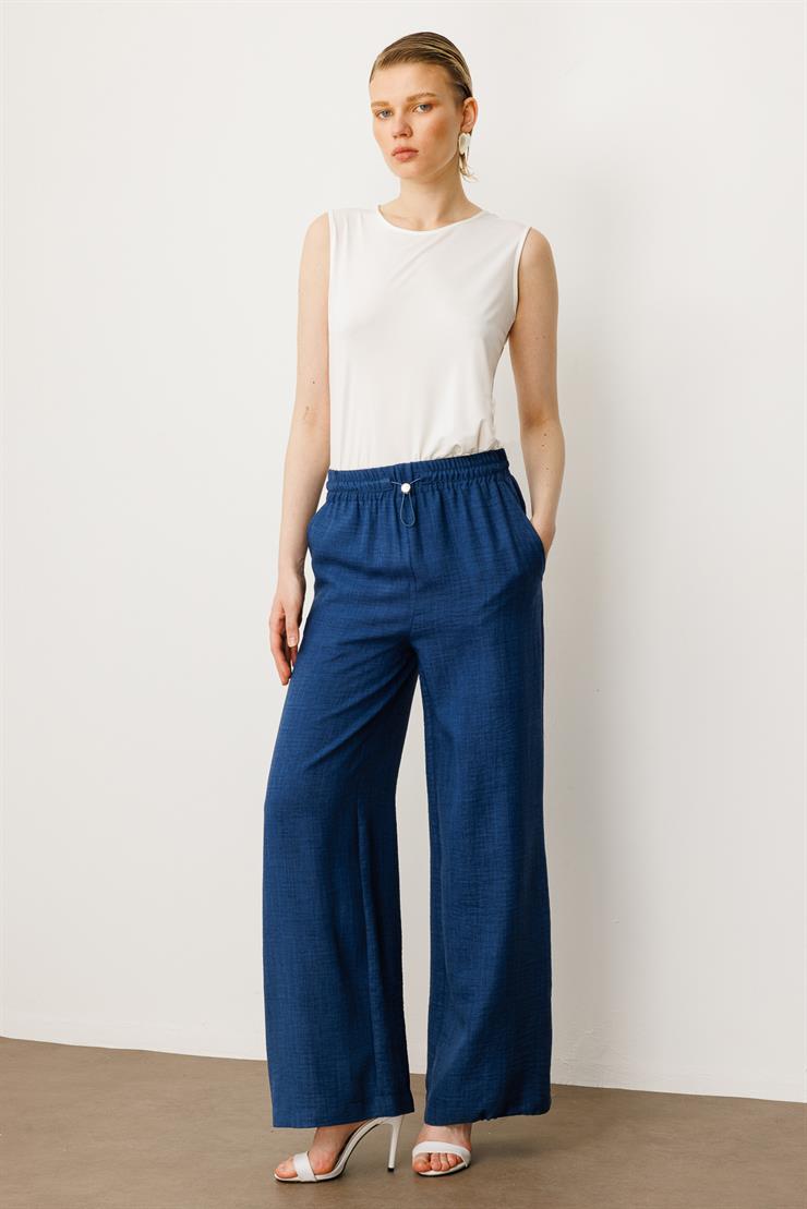 Modailgi  Beli Lastikli Rahat Kesim Pantolon - 1851 İndigo