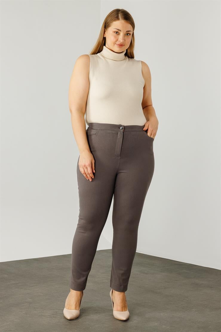 Modailgi  Beli Lastikli Yan Cep Kanvas Pantolon Gri