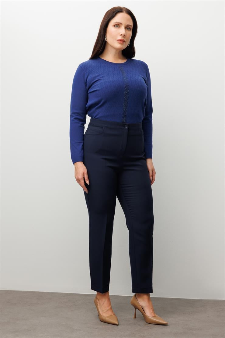 Modailgi  Beli Lastikli Yan Cep Pantolon Lacivert