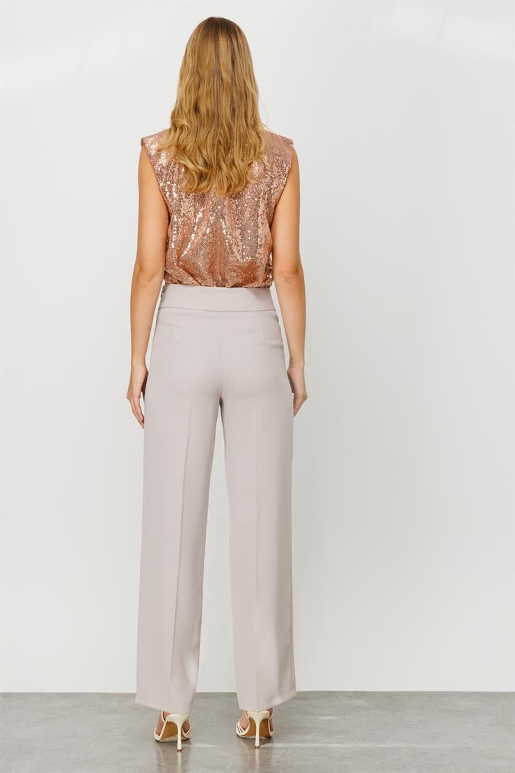 Modailgi  Beli Metal Toka Detaylı Pantolon Taş