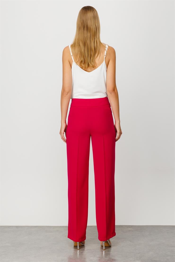 Modailgi  Beli Metal Toka Detaylı Pantolon Fuşya