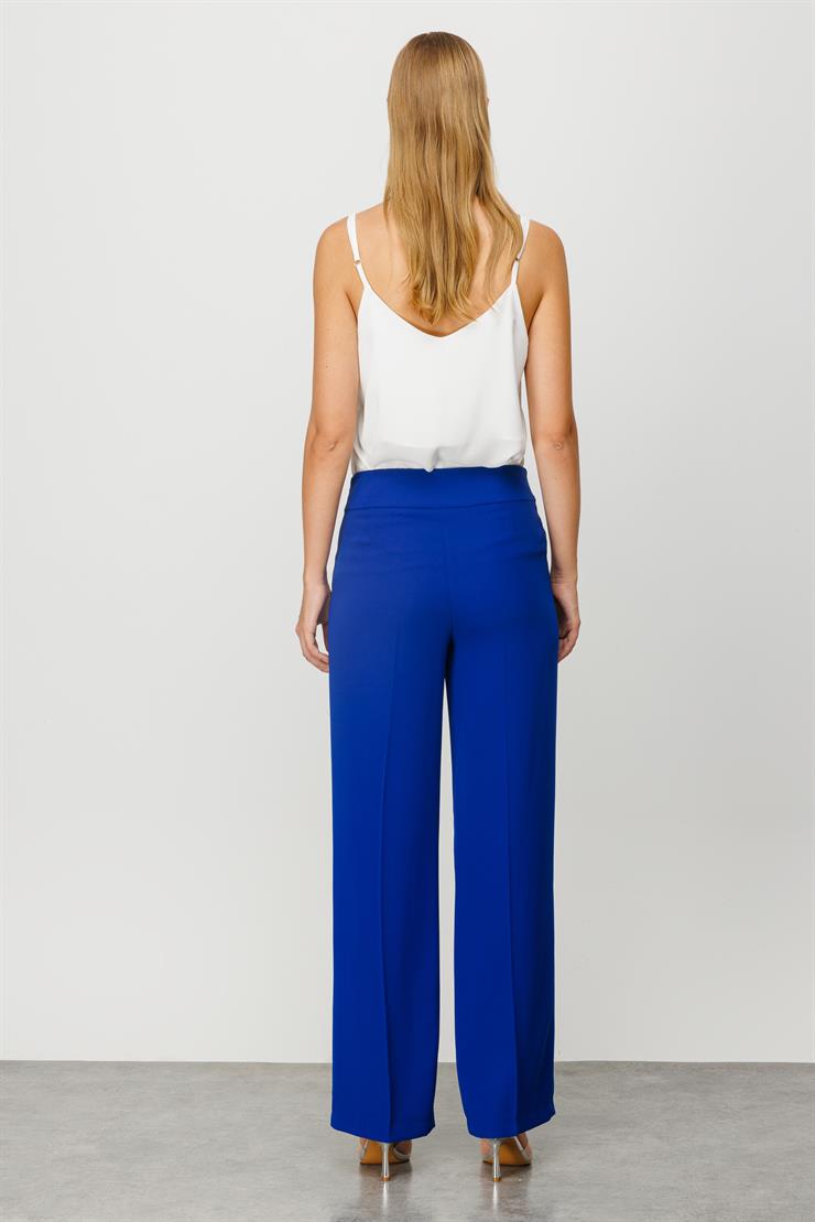 Modailgi  Beli Metal Toka Detaylı Pantolon Saks