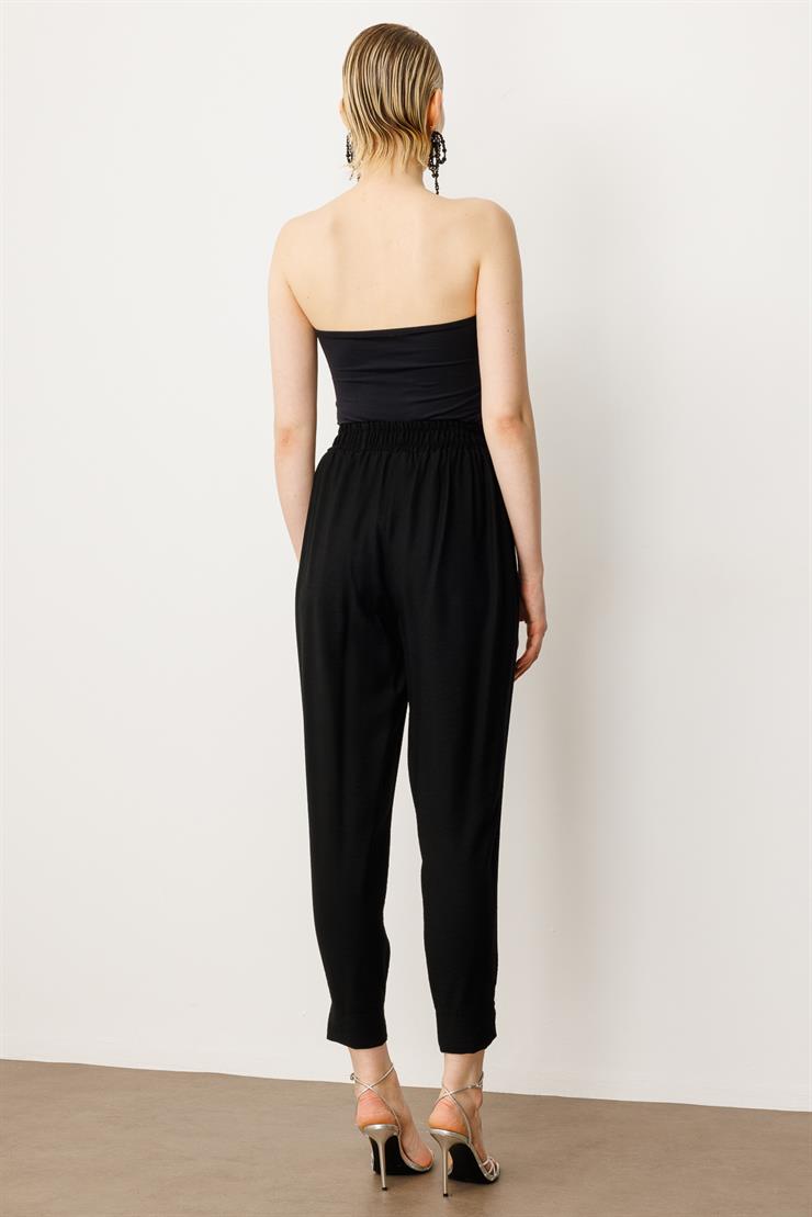 Modailgi  Beli ve Paçası Lastikli Pantolon - 1860 Siyah