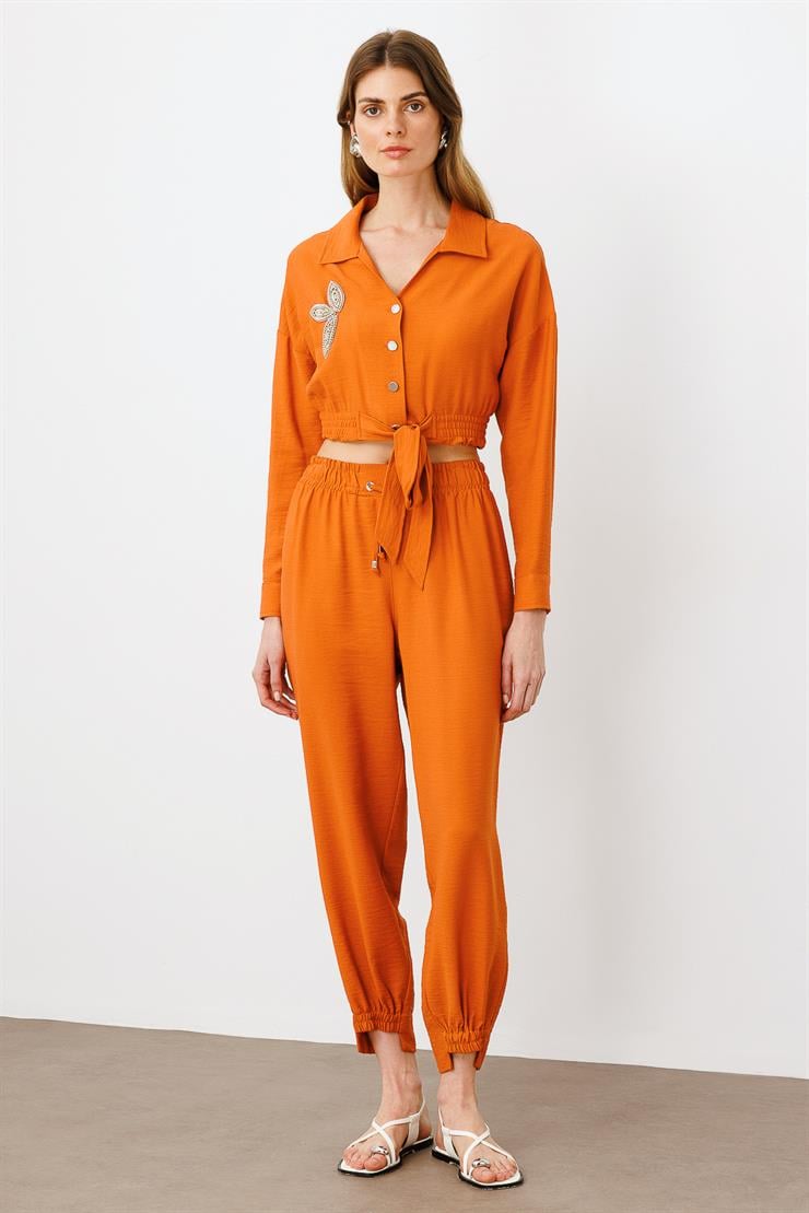 Modailgi  Beli ve Paçası Lastikli Pantolon - 1860 Tarçın
