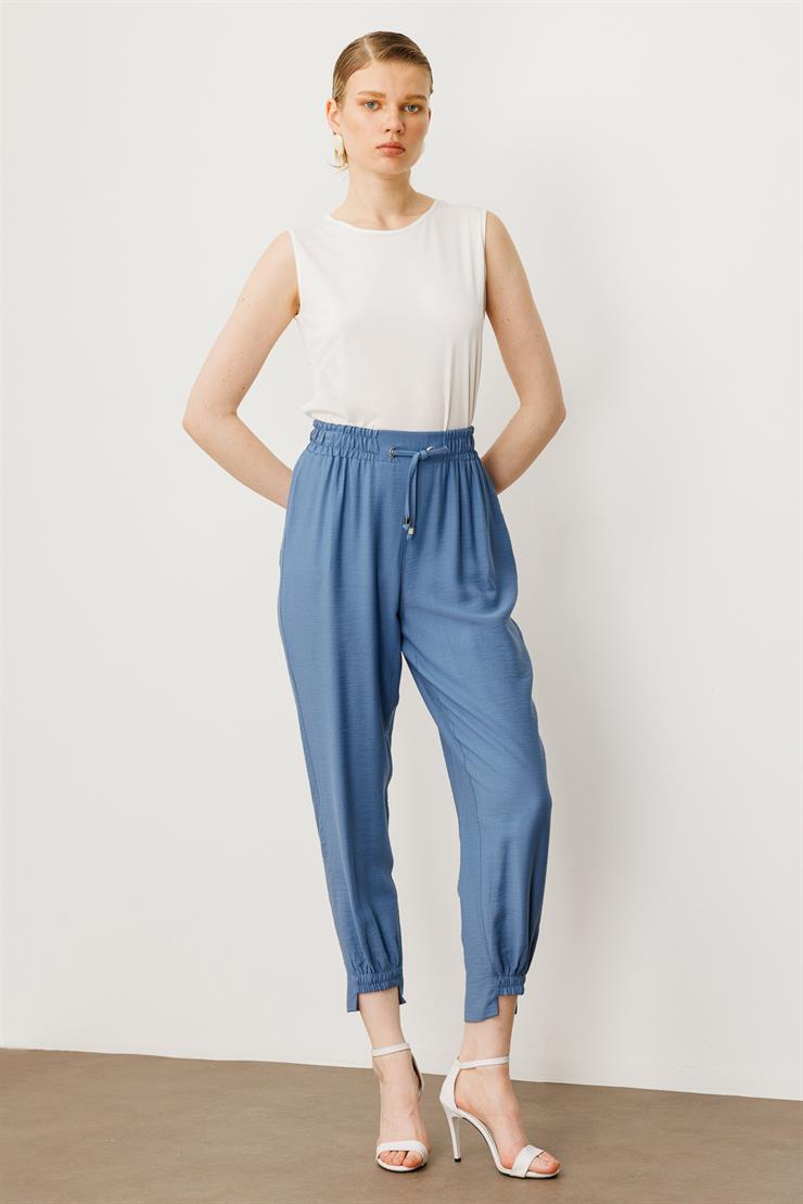 Modailgi  Beli ve Paçası Lastikli Pantolon - 1860 İndigo