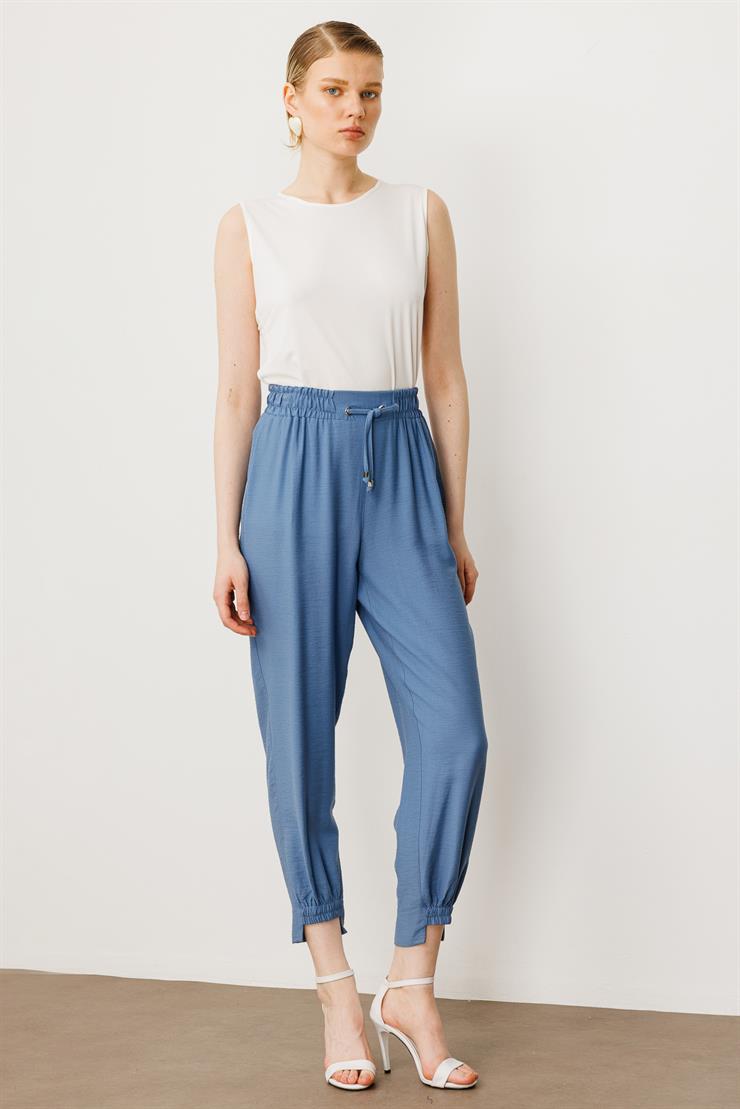 Modailgi  Beli ve Paçası Lastikli Pantolon - 1860 İndigo