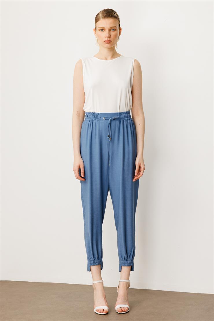 Modailgi  Beli ve Paçası Lastikli Pantolon - 1860 İndigo
