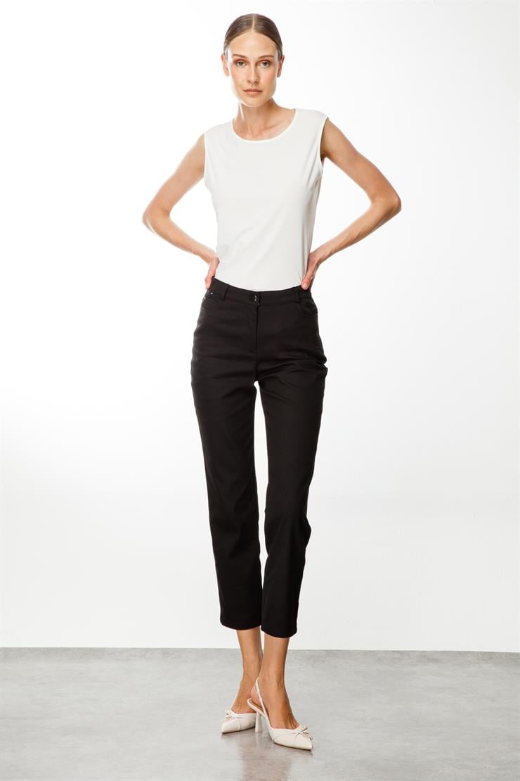 Modailgi  Beş Cep Dar Paça Pamuk Pantolon Siyah