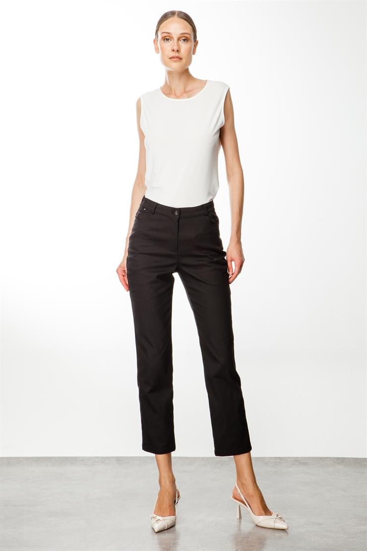 Modailgi  Beş Cep Dar Paça Pamuk Pantolon Siyah