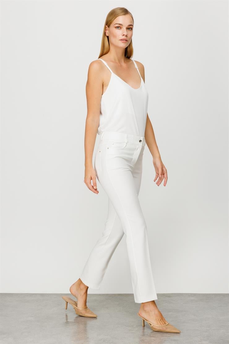 Modailgi  Beş Cep Dar Paça Pantolon Ekru