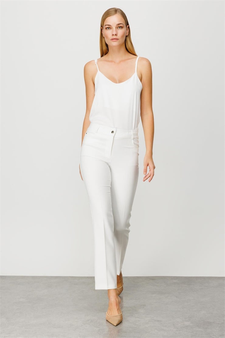 Modailgi  Beş Cep Dar Paça Pantolon Ekru
