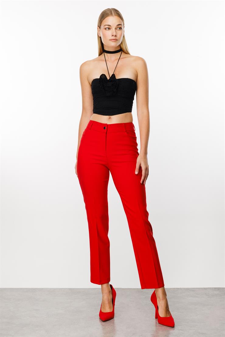 Modailgi  Beş Cep Dar Paça Pantolon Kırmızı