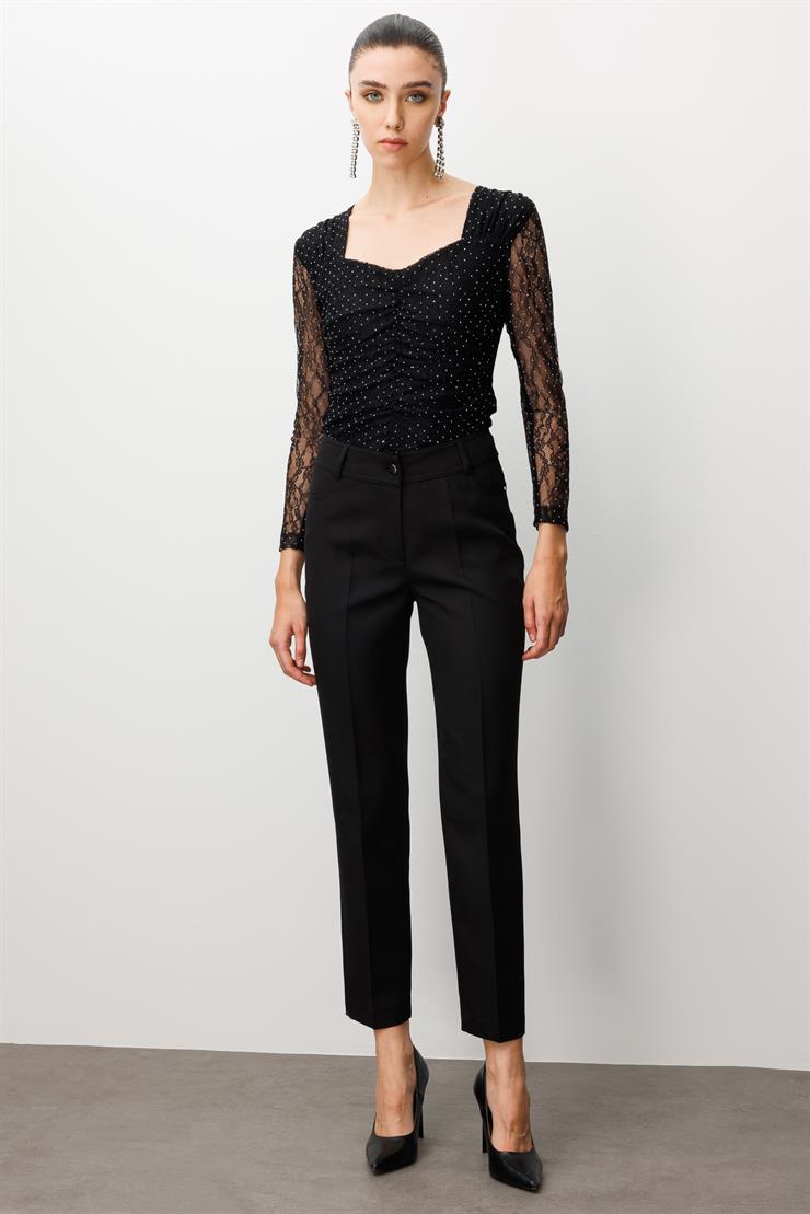 Modailgi  Beş Cep Dar Paça Pantolon Siyah