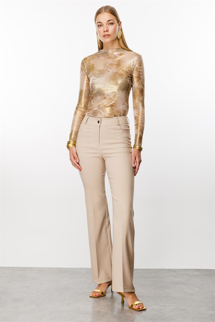 Modailgi  Beş Cep İspanyol Paça Pantolon Taş