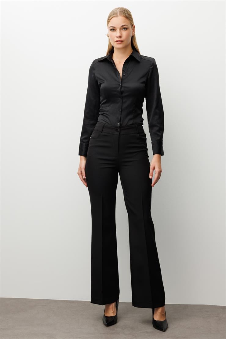 Modailgi  Beş Cep İspanyol Paça Pantolon Siyah