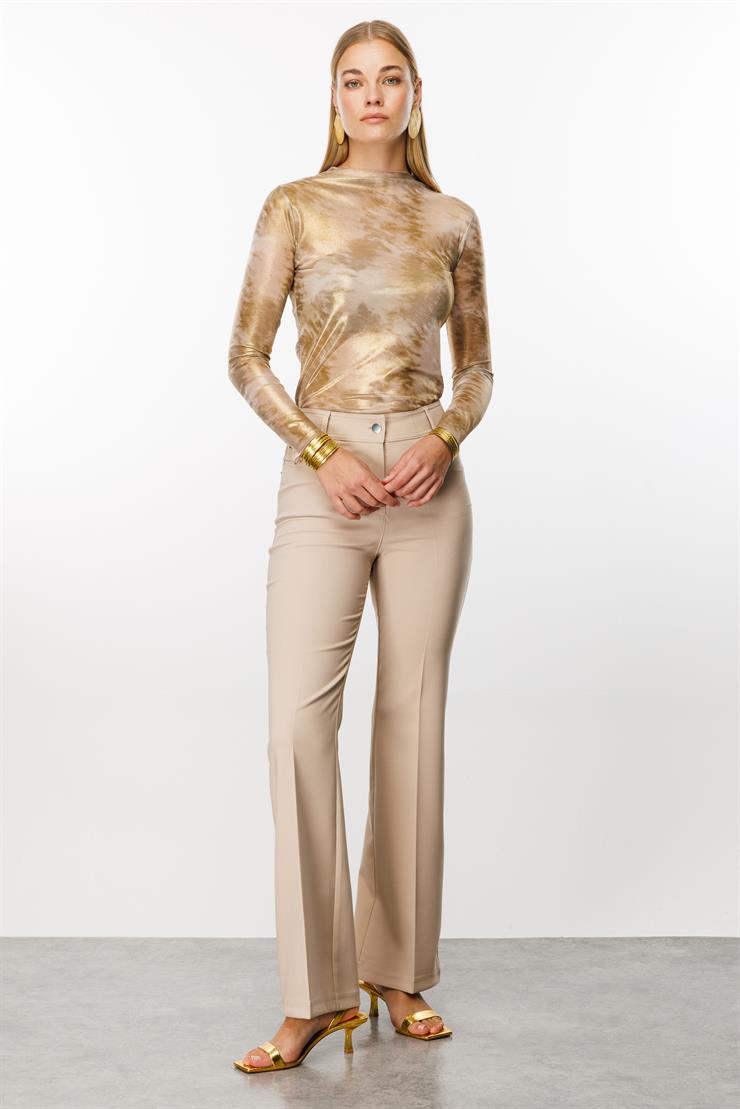 Modailgi  Beş Cep İspanyol Paça Pantolon Taş